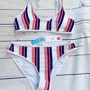 Cupshe NWT striped bikini set